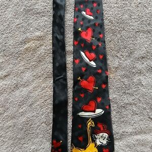 Novelty Black and Red Cartoon Heart Tie - Unbranded